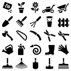 Garden tool icon collection - vector silhouette illustration © Hein Nouwens