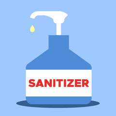 Sanitizer bottle. Disinfectant. Vector illustration.