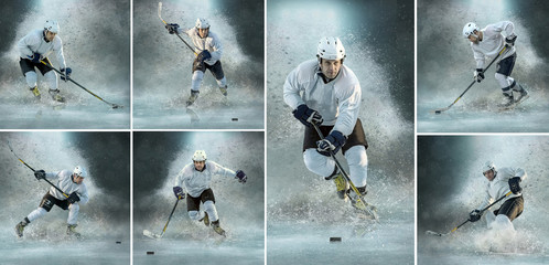 Iice hockey Players in dynamic action in a professional