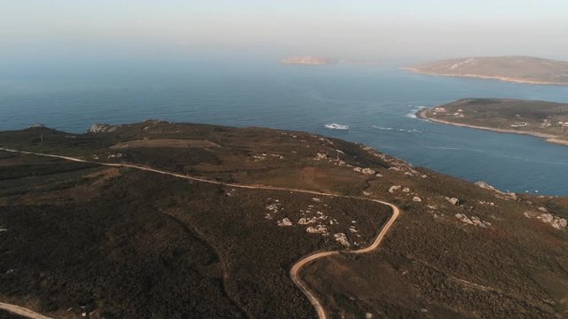 View of the Coast of the Death with a Beautiful Beach. Galicia. Drone Footage