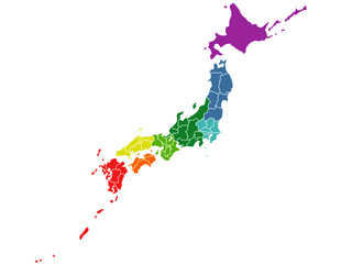 地図_境界線あり色別日本地図(文字なし)