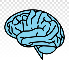 Human brain or mind side view line art vector icon on a transparent background