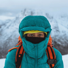 Hiking at a snowy Glen Coe