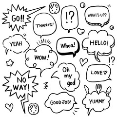 ふきだしのイラストセット　文字入り