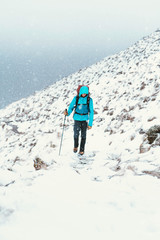 Fototapeta na wymiar Winter hiking at Forcan Ridge