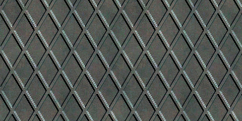 Metal floor plate background. Seamless pattern. 3D Rendering illustration.