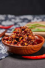 Creative drawing of the retro style of chili sauce