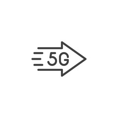 5g cellular network speed line icon. linear style sign for mobile concept and web design. 5G wireless network technology outline vector icon. Symbol, logo illustration. Vector graphics