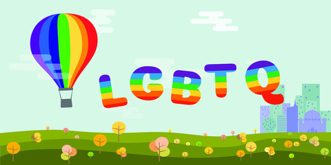 Rainbow balloon celebrate Pride day labels collection banner. LGBTQ.