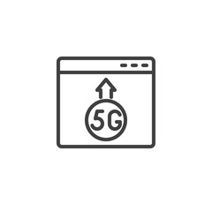 5G internet browser line icon. linear style sign for mobile concept and web design. 5G connection speed outline vector icon. Symbol, logo illustration. Vector graphics