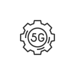 5G network settings line icon. linear style sign for mobile concept and web design. 5G gear outline vector icon. Symbol, logo illustration. Vector graphics