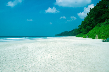 A shot of clean white sand beach and Indian Ocean