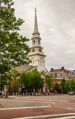 Fototapeta na wymiar North Church of Portsmouth. The spire of historic North Church has been referred to as Portsmouth s 