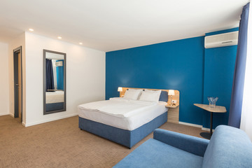 Interior of a double bed hotel room interior