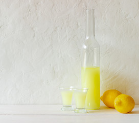 Italian limoncello liqueur. Alcohol. Bar. National cuisine. Recipe.