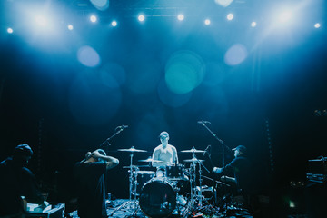 Fototapeta na wymiar Drummer in a rock concert