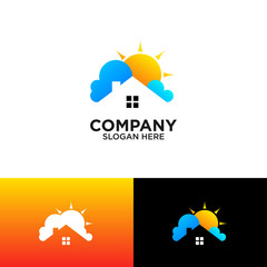 home and sun logo design