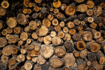 Wooden background, boards, logs, firewood