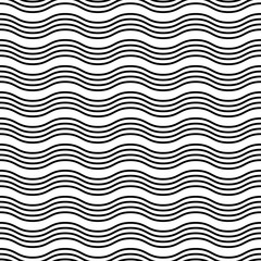 Vector Seamless Pattern. Black horizontal wavy lines on a white background. Simple modern illustration great for festive background, design greeting cards, textiles, packing, wallpaper, etc.