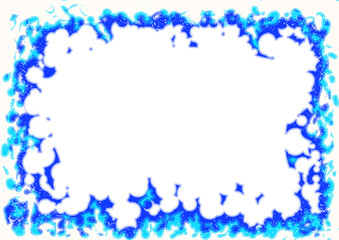 アニメ風 燃え盛る青い炎のフレーム（ベクター有り・背景透明）