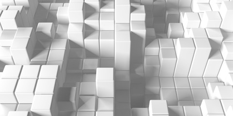White cubes structure. Abstract futuristic background.