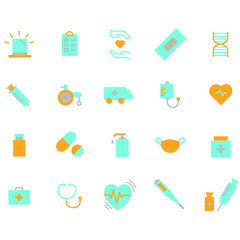 Set of medical flat icon.