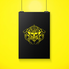Fototapeta premium Hand drawn sketch, fireman skull