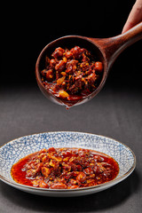 Creative drawing of the retro style of chili sauce