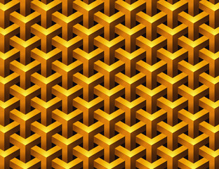 Golden Overlapped Geometric Shape Seamless Pattern Background