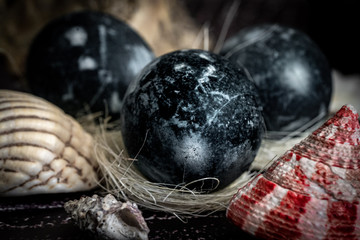 easter eggs styled and painted in black