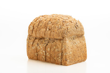 sliced wholegrain bread on white