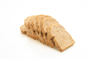 sliced wholegrain bread on white
