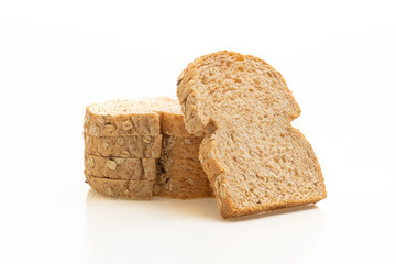 sliced wholegrain bread on white