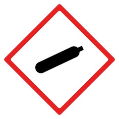 Gas cylinder hazard sign or symbol. Vector design isolated on white background.  Latest hazard signs collection. GHS hazard sign.