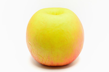 Red ripe apple on white background.