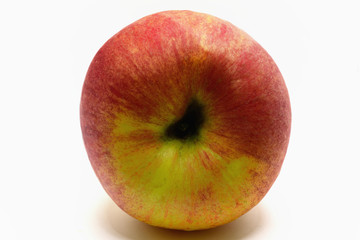Red ripe apple on white background.