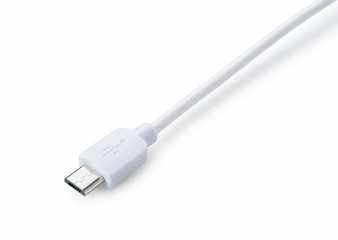Micro USB placed on white background