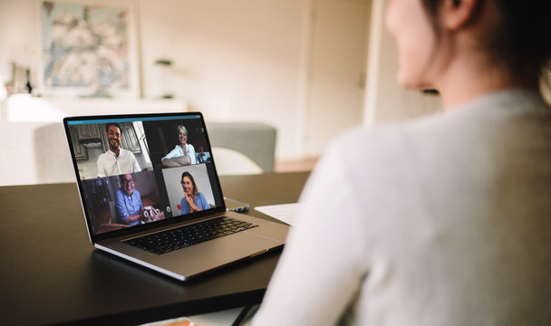 Family meeting online over a video call