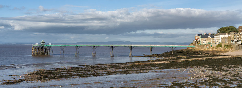 View of the Victorian Pier at Clevedon, Somerset, England, United Kingdom.