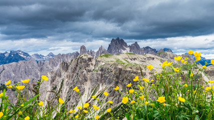 Cadini and Marmarole mountains, Italy. Beautiful view over the Dolomiti from Tre Cime di Lavaredo, Italia