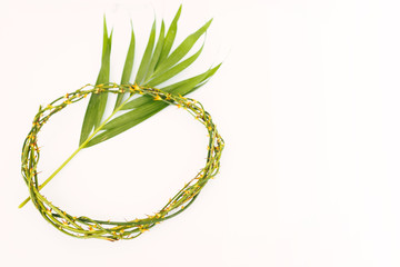 Crown of thorns with palm leaves on white background ,Easter concept
