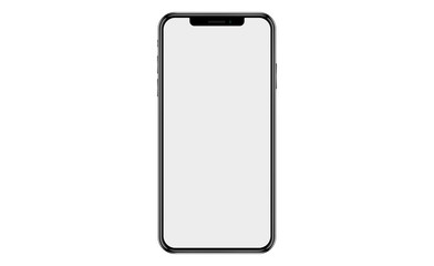 New smartphone with realistic look and blank white screen. Vector template