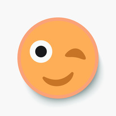 Emoji face, illustration icon emotion, vector wink