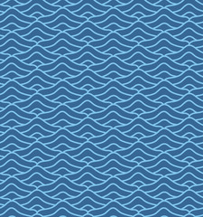 Japanese Blue Wave Vector Seamless Pattern