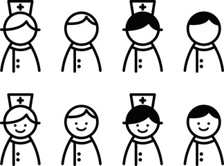 看護師、ナースのアイコン／イラスト／セット