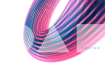 Curved lines with perspective effect. Optical fiber. 3d abstract background. Vector illustration.