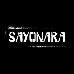 Sayonara stencil graffiti lettering on black background. Parting in japanese language design templates for greeting cards, overlays, posters