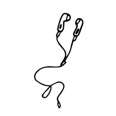 Doodle image of wired headphones on a white background.