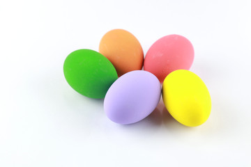 Colorful easter eggs isolated on a white, selective focus