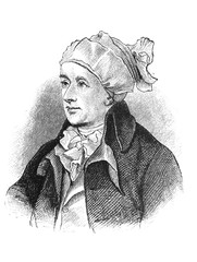 The William Cowper's portrait, an English poet and hymnodist.  in the old book the Great Authors, by W. Dalgleish, 1891, London